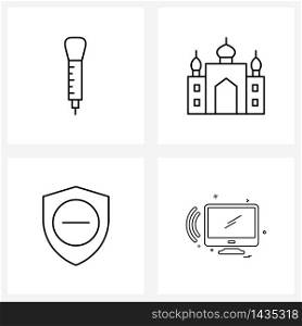Pack of 4 Universal Line Icons for Web Applications dropper, secure, architecture, monument, monitor Vector Illustration