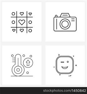 Pack of 4 Universal Line Icons for Web Applications element, sport, married, entertain, high Vector Illustration