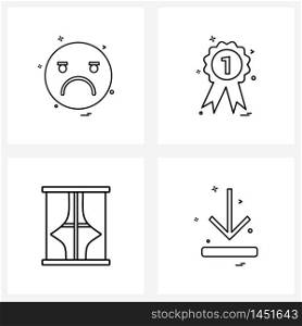 Pack of 4 Universal Line Icons for Web Applications emoji, window, sad, award, home Vector Illustration