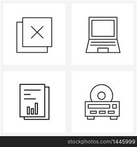 Pack of 4 Universal Line Icons for Web Applications gallery, file, cross, online, device Vector Illustration
