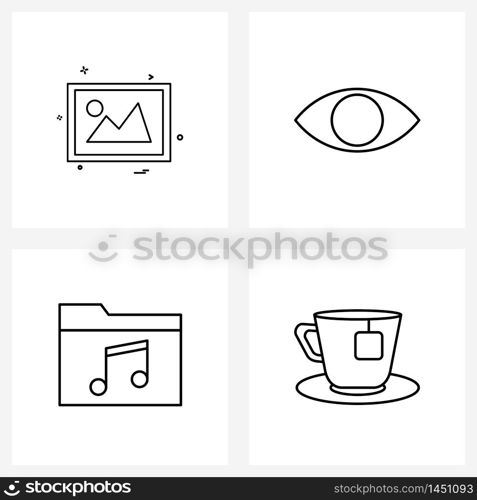 Pack of 4 Universal Line Icons for Web Applications image, file, image, human part, tea Vector Illustration