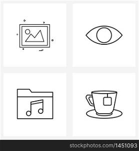 Pack of 4 Universal Line Icons for Web Applications image, file, image, human part, tea Vector Illustration