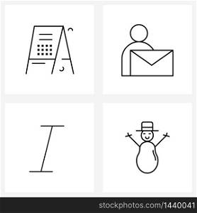 Pack of 4 Universal Line Icons for Web Applications list, text, street, mail, Christmas Vector Illustration