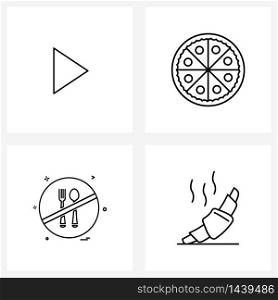 Pack of 4 Universal Line Icons for Web Applications media, meal, eat, fast food, croissant Vector Illustration