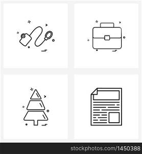 Pack of 4 Universal Line Icons for Web Applications medical, Christmas tree, blood pressure, office, Christmas celebrations Vector Illustration