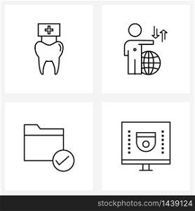 Pack of 4 Universal Line Icons for Web Applications medical, folder, treatment, avatar, cloud Vector Illustration