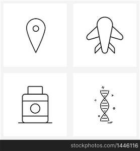 Pack of 4 Universal Line Icons for Web Applications moa, cream, airplane, plane, dna Vector Illustration
