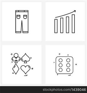 Pack of 4 Universal Line Icons for Web Applications pants, games, dress, business, games Vector Illustration