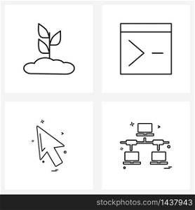 Pack of 4 Universal Line Icons for Web Applications plant; arrow; sprout; web; Vector Illustration