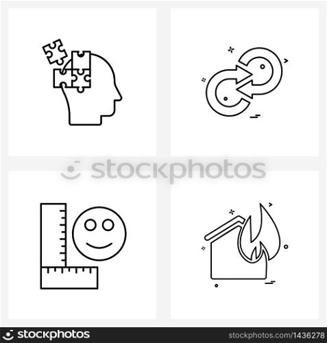 Pack of 4 Universal Line Icons for Web Applications puzzle, build, mind game, arrows, edit Vector Illustration