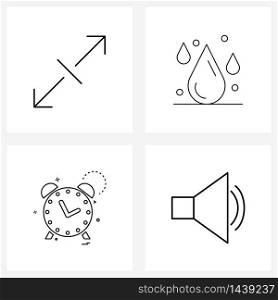 Pack of 4 Universal Line Icons for Web Applications resize, alarm, size, industry, clock Vector Illustration