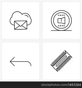 Pack of 4 Universal Line Icons for Web Applications sent email, arrow, communication, speaker, barber Vector Illustration