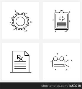 Pack of 4 Universal Line Icons for Web Applications sun, care, weather, medical, camera Vector Illustration