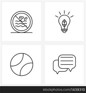 Pack of 4 Universal Line Icons for Web Applications swimming, sports, water, leaf, chat Vector Illustration