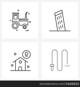 Pack of 4 Universal Line Icons for Web Applications truck, property, Italy, unsecond, cowboy Vector Illustration