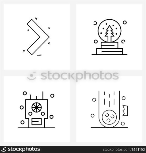 Pack of 4 Universal Line Icons for Web Applications ui, communication, play, snow, universe Vector Illustration