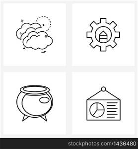 Pack of 4 Universal Line Icons for Web Applications weather; business; artistic settings; pot; business presentation Vector Illustration