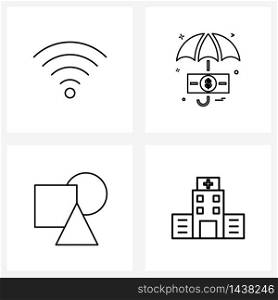 Pack of 4 Universal Line Icons for Web Applications wife; insert; technology; currency; shapes Vector Illustration