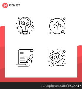 Pack of 4 Universal Outline Icons for Print Media on White Background.. Creative Black Icon vector background