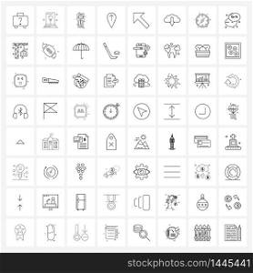 Pack of 64 Universal Line Icons for Web Applications arrow, upload, industry, map, wall clock Vector Illustration