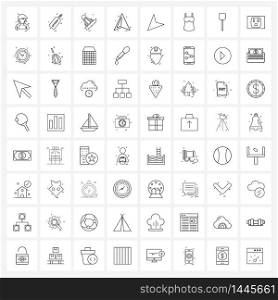 Pack of 64 Universal Line Icons for Web Applications arrows, map, badminton, pin, sport Vector Illustration