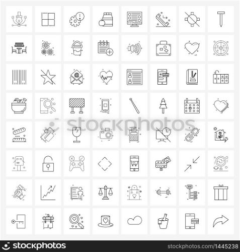 Pack of 64 Universal Line Icons for Web Applications computer, vegetable, item, vegan, settings Vector Illustration