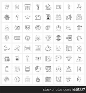 Pack of 64 Universal Line Icons for Web Applications connect, call, networking, phone, torch Vector Illustration