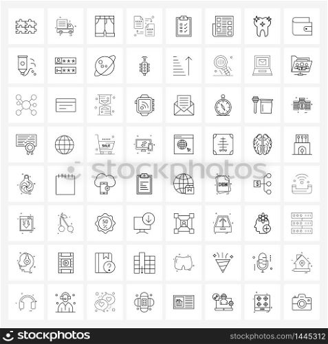 Pack of 64 Universal Line Icons for Web Applications finance, clipboard, shorts, transfer, web development Vector Illustration