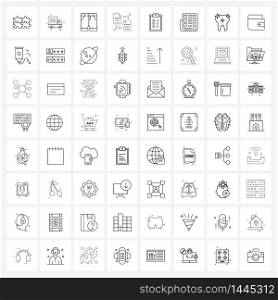 Pack of 64 Universal Line Icons for Web Applications finance, clipboard, shorts, transfer, web development Vector Illustration