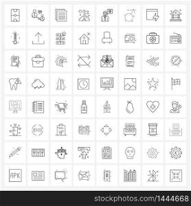 Pack of 64 Universal Line Icons for Web Applications gear, man, list, fluttering flag, destination flag Vector Illustration