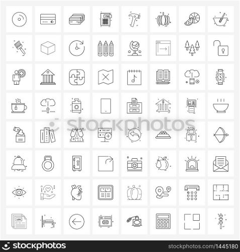 Pack of 64 Universal Line Icons for Web Applications hammer, labour, file, tools, png Vector Illustration