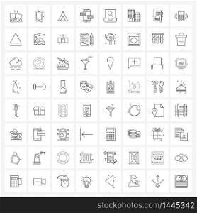 Pack of 64 Universal Line Icons for Web Applications laptop, cell, phone, chat, travel Vector Illustration