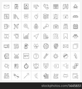 Pack of 64 Universal Line Icons for Web Applications magnifier, sound, decoration, note, music Vector Illustration
