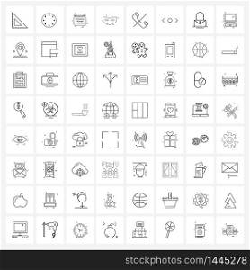 Pack of 64 Universal Line Icons for Web Applications mask, carnival, time, board, room Vector Illustration