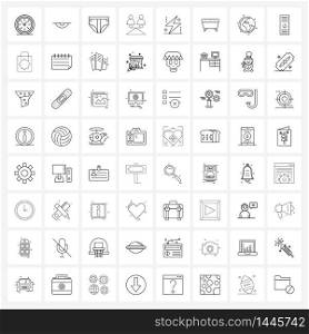 Pack of 64 Universal Line Icons for Web Applications power, electricity, under garments, charge, institution Vector Illustration