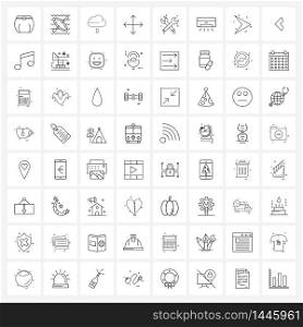 Pack of 64 Universal Line Icons for Web Applications smaller, expand, weights, retract, library Vector Illustration