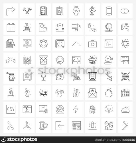 Pack of 64 Universal Line Icons for Web Applications watch, clock, medicine, board, clipboard Vector Illustration