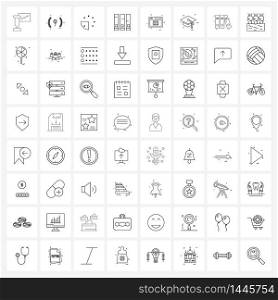 Pack of 64 Universal Line Icons for Web Applications web, folder, forty, commerce, business Vector Illustration