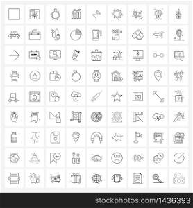 Pack of 81 Universal Line Icons for Web Applications gear, direction, wedding ring, collapse, graph Vector Illustration
