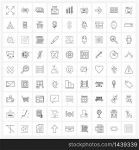 Pack of 81 Universal Line Icons for Web Applications graph, heart, chat, love, love letter Vector Illustration