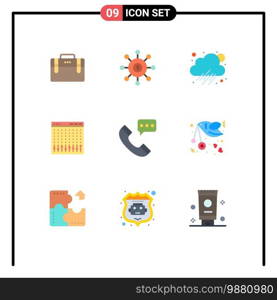 Pack of 9 creative Flat Colors of call, hardware, financial, controller, console Editable Vector Design Elements