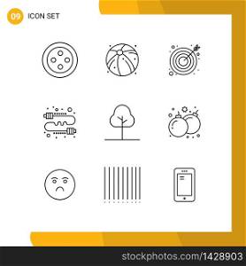 Pack of 9 creative Outlines of bomb, greenery, success, tree, gossip Editable Vector Design Elements