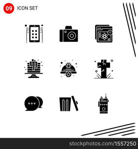 Pack of 9 creative Solid Glyphs of add, cake, e, birthday, learning Editable Vector Design Elements