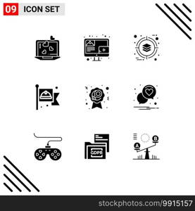 Pack of 9 creative Solid Glyphs of female, labour, business, labor, communist Editable Vector Design Elements