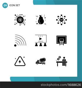 Pack of 9 creative Solid Glyphs of online advertisement, news, candle, feed, seo Editable Vector Design Elements