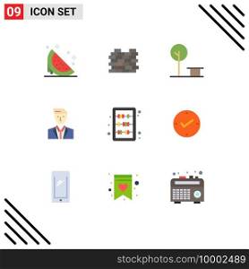 Pack of 9 Modern Flat Colors Signs and Symbols for Web Print Media such as mr, head, security, ceo, place Editable Vector Design Elements