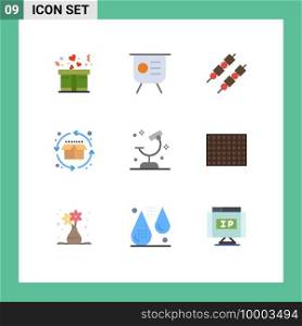 Pack of 9 Modern Flat Colors Signs and Symbols for Web Print Media such as microscope, biology, barbeque, product cycle, life cycle Editable Vector Design Elements