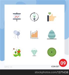 Pack of 9 Modern Flat Colors Signs and Symbols for Web Print Media such as business, graph, refresh, canada, balloon Editable Vector Design Elements
