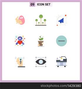 Pack of 9 Modern Flat Colors Signs and Symbols for Web Print Media such as pot, dollar, email, ribbon, health Editable Vector Design Elements