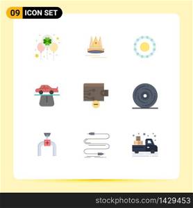 Pack of 9 Modern Flat Colors Signs and Symbols for Web Print Media such as finance, carpet, marketing, car, advantage Editable Vector Design Elements
